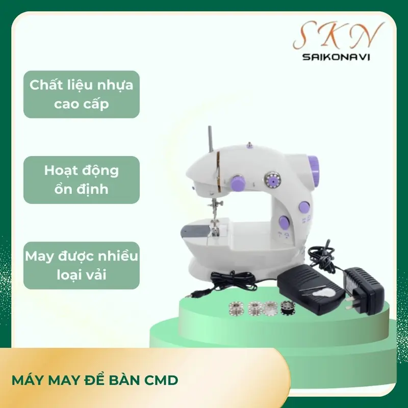 Máy may mini để bàn CMD, máy khâu gia đình có đèn led nhỏ gọn tiện dụng 0