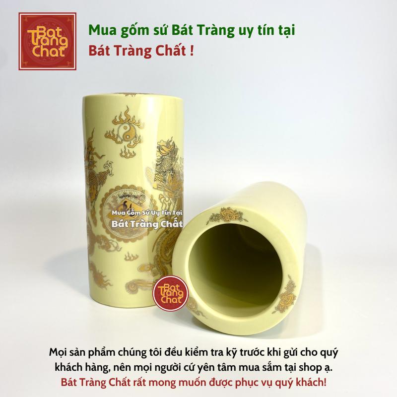 Ống Hương, Ống Đựng Hương Men Vàng Kim Bát Tràng Cao Cấp 6