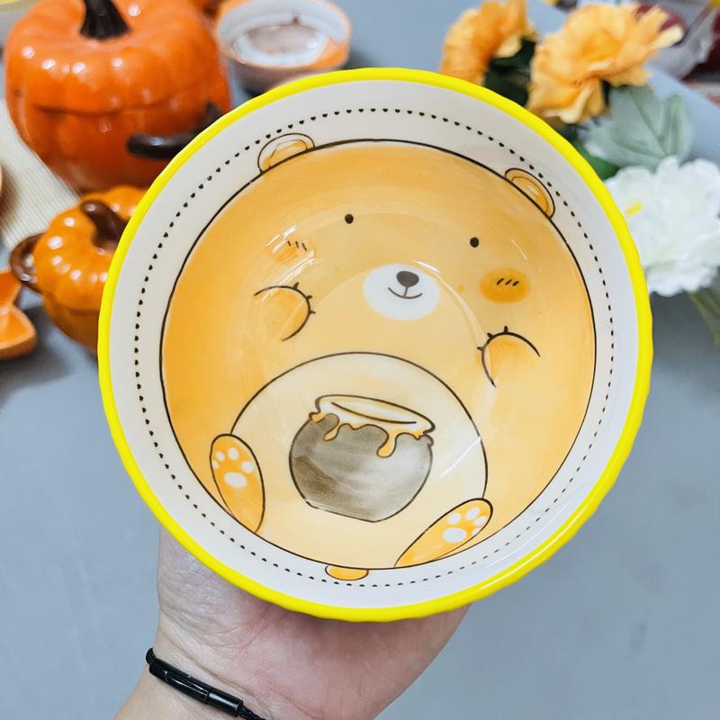 Bát Đĩa Gốm Sứ Decor, Bát Ăn Cơm, Bát Ăn Chè, Chén Dĩa Dễ Thương Bộ Bát Đĩa Sét Bát Đĩa Cam 16 Món 3