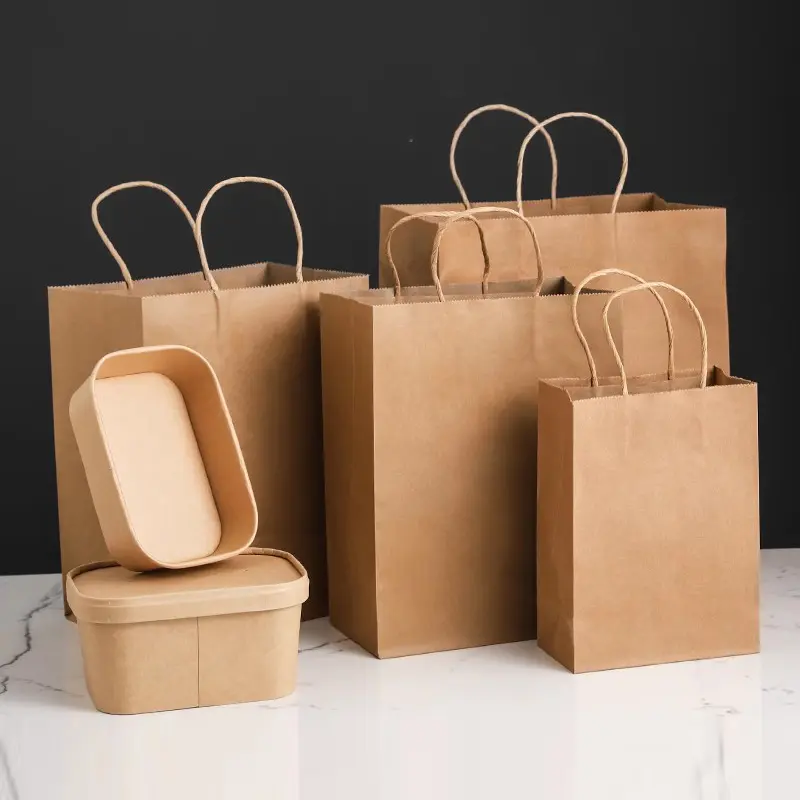 Túi giấy Kraft có quai đựng quà nhiều kích thước, Túi giấy Kraft xi măng Nhật Bản chất lượng 7