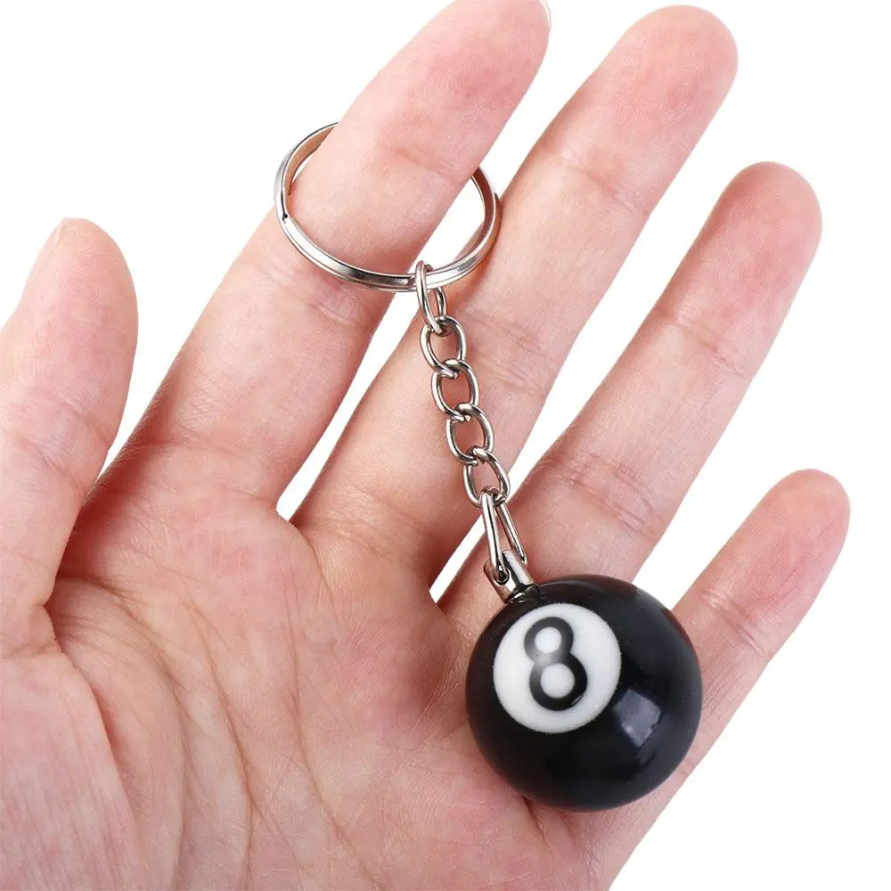 Fashion Jewelry Gift Resin Ball No. 8 Round Ball Bag Accessories  Black 8 Keyring Key Ring NO.8 Key Chain Billiards Keychain