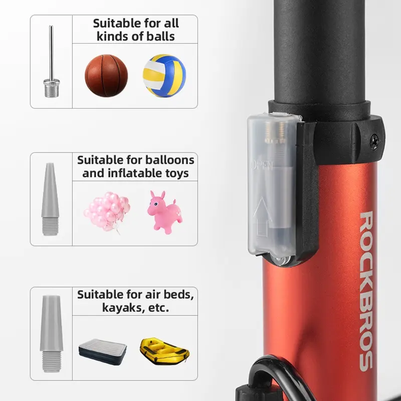 Pompa Sepeda Motor Mobil Rockbros Alloy 4522 - Presta/Schrader, 80 Psi, Kuat dan Portable 4