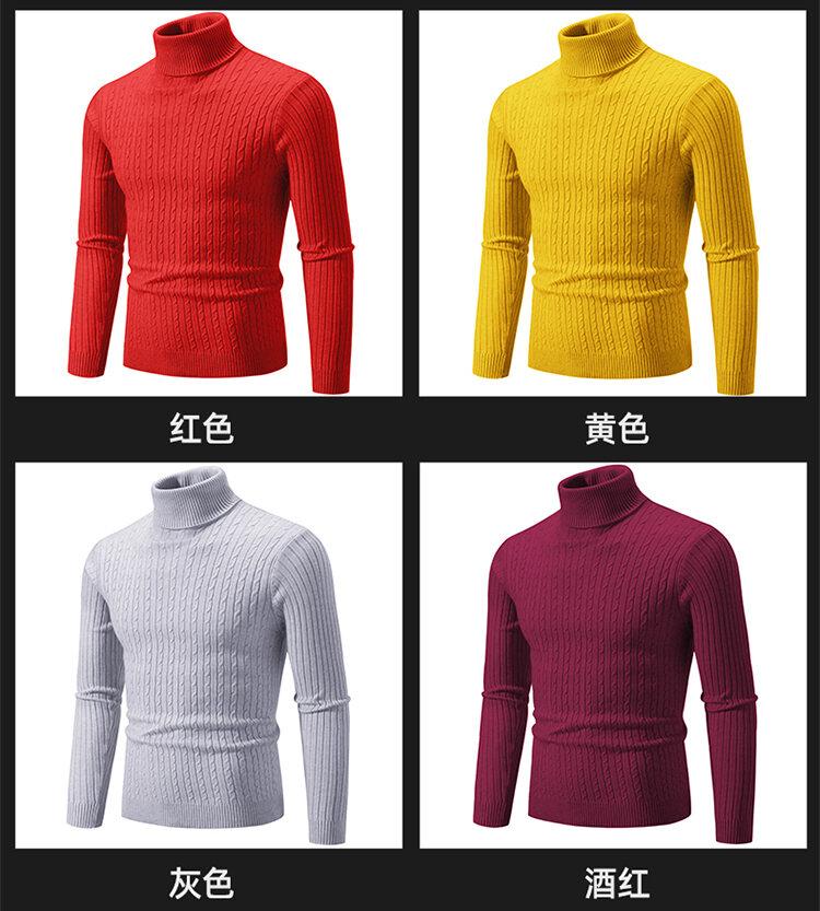 Product Introduction of Men's Turtleneck Sweater Casual Men's Knitted Sweater Warm Fitness Men Pullovers Tops Knitwear Menswear polo  shirts Collar Geometric 32