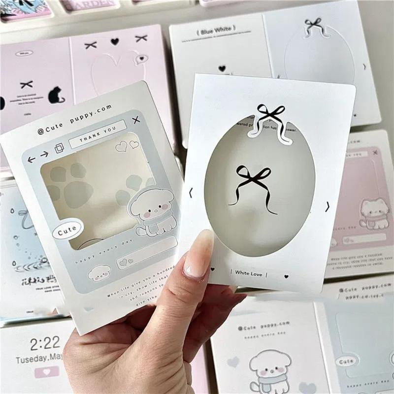 asdfger 6pcs/30pcs New Folding Photocard Holder Hollow Kpop Photo Card Back Card DIY 3 Inch Packing Fixed Cardboard Idol Photo 3