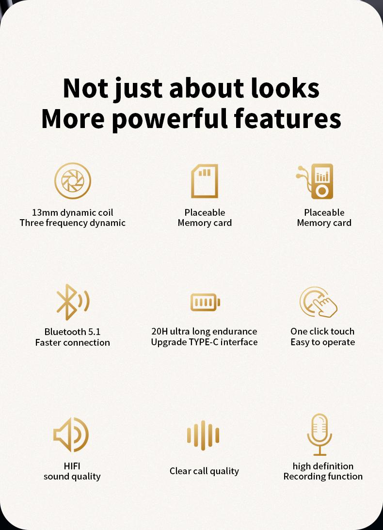 Product Introduction of For JBL S11 MP3 Player with wireless headphones,Full In Touch Screen Earphone Noise Cancelling InEar ENC Mic Earbuds 6