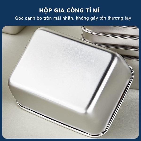 Set 5 hộp inox chống rỉ 304 kèm nắp nhựa bảo quản thực phẩm tủ lạnh đa năng sử dụng được cho lò vi sóng tiện dụng 3