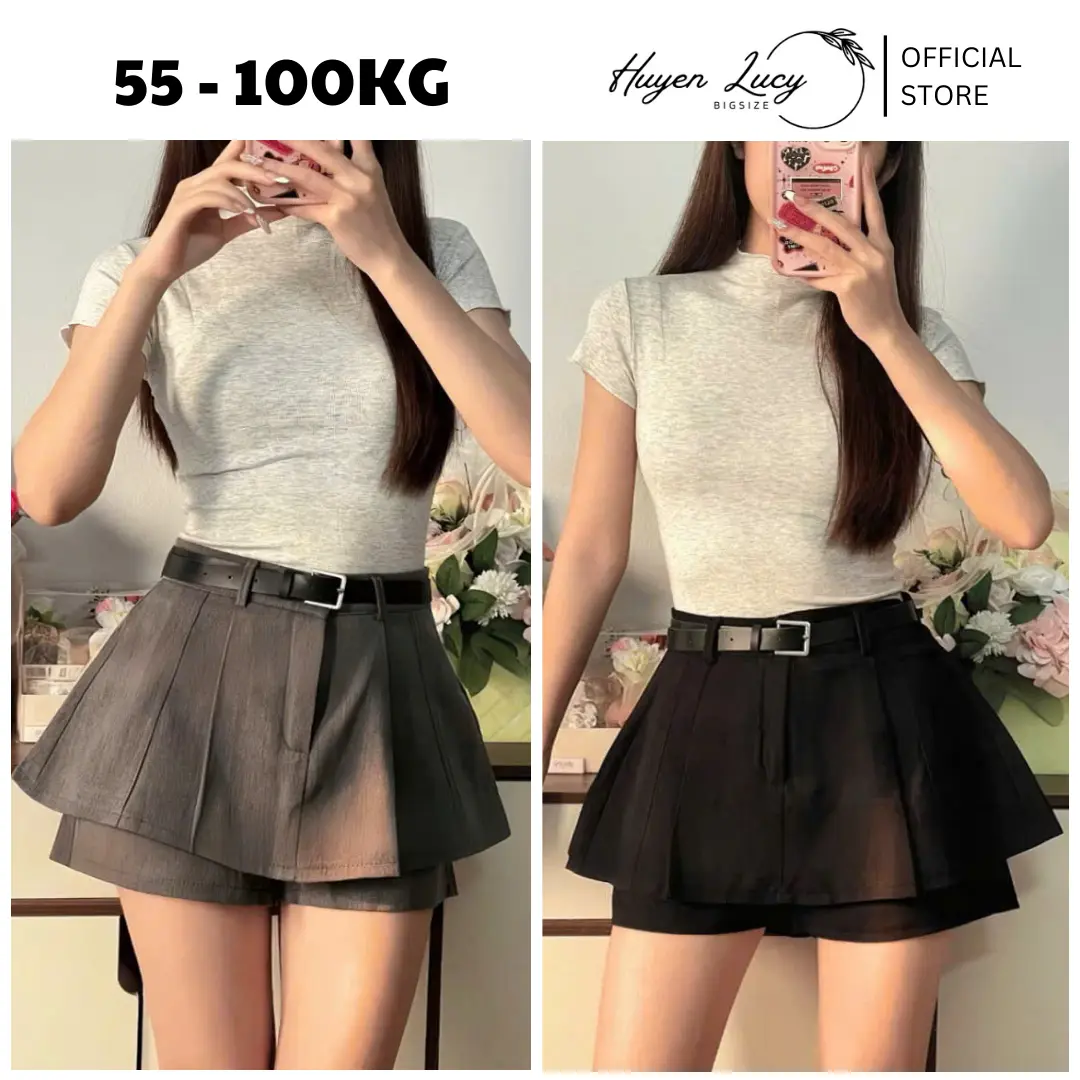 Quần Váy Nữ Bigsize Trẻ Trung Năng Động Cá Tính Hai Màu Đen Ghi Đi Chơi Cafe Chụp Ảnh Có Size Tới 100kg Huyền Lucy Bigsize