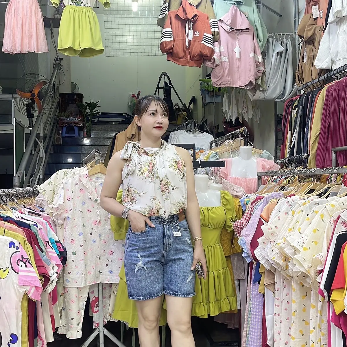 Quần jean ngố nữ lưng cao rách