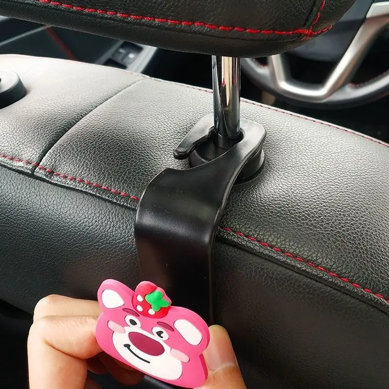 Móc Xe Hơi Hoạt Hình, Đa Chức Năng, Thiết Kế Gấu Dâu Tây Dễ Thương, Thích Hợp Để Đựng Đồ Lặt Vặt Và Đồ Dùng, Móc Ghế Ô Tô, Móc Treo Đồ Tựa Lưng, Phụ Kiện Nội Thất Ô Tô 2