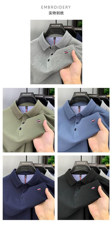 Product Introduction of Áo Thun Nam Ngắn Tay, 100% Cotton, Áo Polo Thêu Ve Áo, Màu Trơn Tay Lửng Áo, Thời Trang, Bộ Sưu Tập Mùa Hè Mới 3