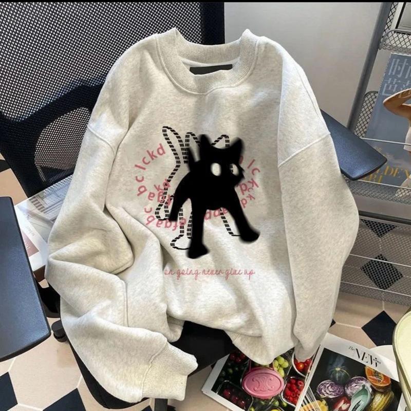 [He.ling] Áo Sweater Bé Mèo Kute - Chất Ép Hàn - Phong Các Douyin - SWTMEO Hoodie Nữ Women hồng 4