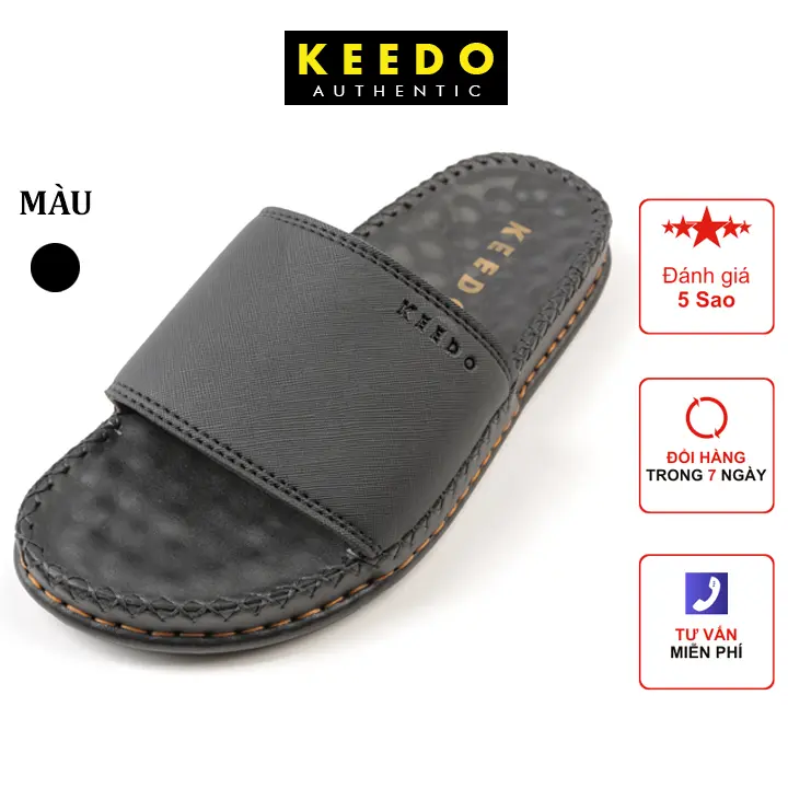 KEEDO - Dép nam quai ngang cao cấp KD0611 may khâu sẵn bền đẹp