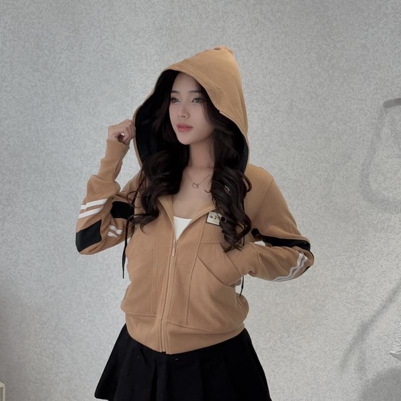 (36-52kg) Áo Khoác Nữ Vải Thun Gân 6 Túi, Vải Dày Dặn, Chống Nắng Tốt [Gân Viền Tay]. Áo Khoác Chống Nắng Nữ 6 Túi. Women Top Jacket Cotton Kem Jean