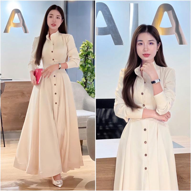 Đầm Sơmi Tay Dài Xoè Hai Size S.M Có Dây Cột Chỉnh Eo Nữ Women Dress Váy xinh sang chảnh Váy xinh xinh sang chảnh váy đi biển đẹp Váy Đi Tiệc Đám Cưới Váy Xinh