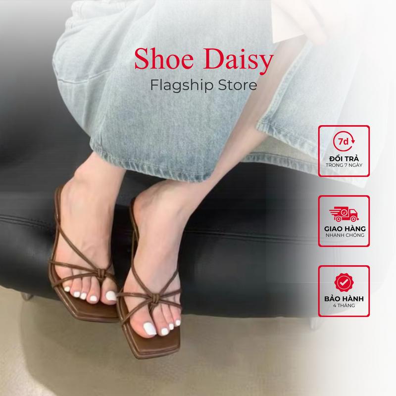 Sandal cao gót 5p , bản kẹp xỏ ngón  hot mùa hè 2023 5 màu vàng,bạc đen  kem trắng mã TT01 Mũi vuông Gót trung bình (3-5 cm) Nữ DéP Shoes GiàY