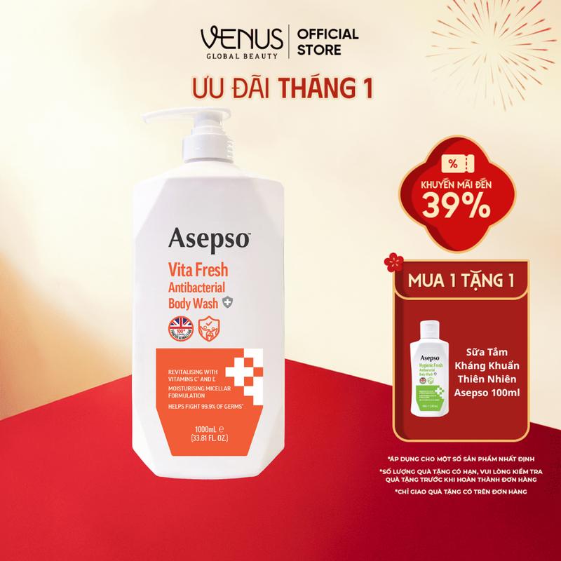 Sữa Tắm Kháng Khuẩn ASEPSO 1000ml Dưỡng Sáng Da Kháng Khuẩn Làm Sạch Sâu Nuôi Dưỡng Làn Da Khỏe Mạnh Từ Bên Trong