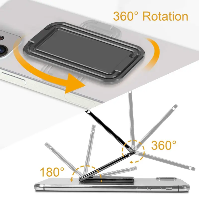Thin and Foldable Finger Phone Holder Mount Stand Adjustable Multi-Angle 360 Rotation, Metal for Deskdsa 6