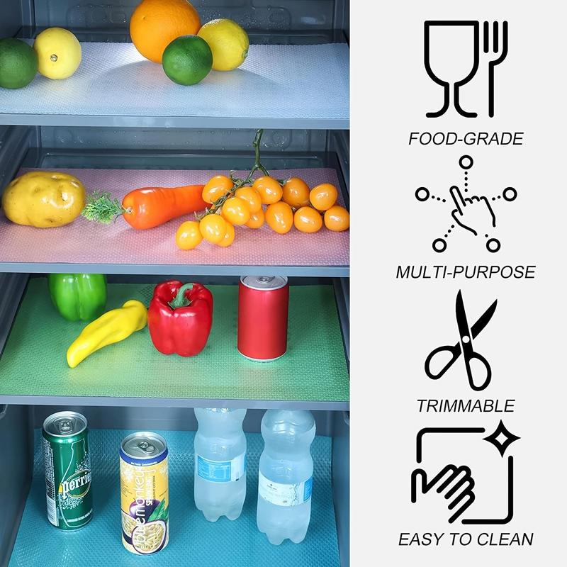 Refrigerator Liner, 4pcs Washable Refrigerator Shelf Liner, Multipurpose Plastic Kitchen Mat, Kitchen Accessories, Refrigerator Accessories 3