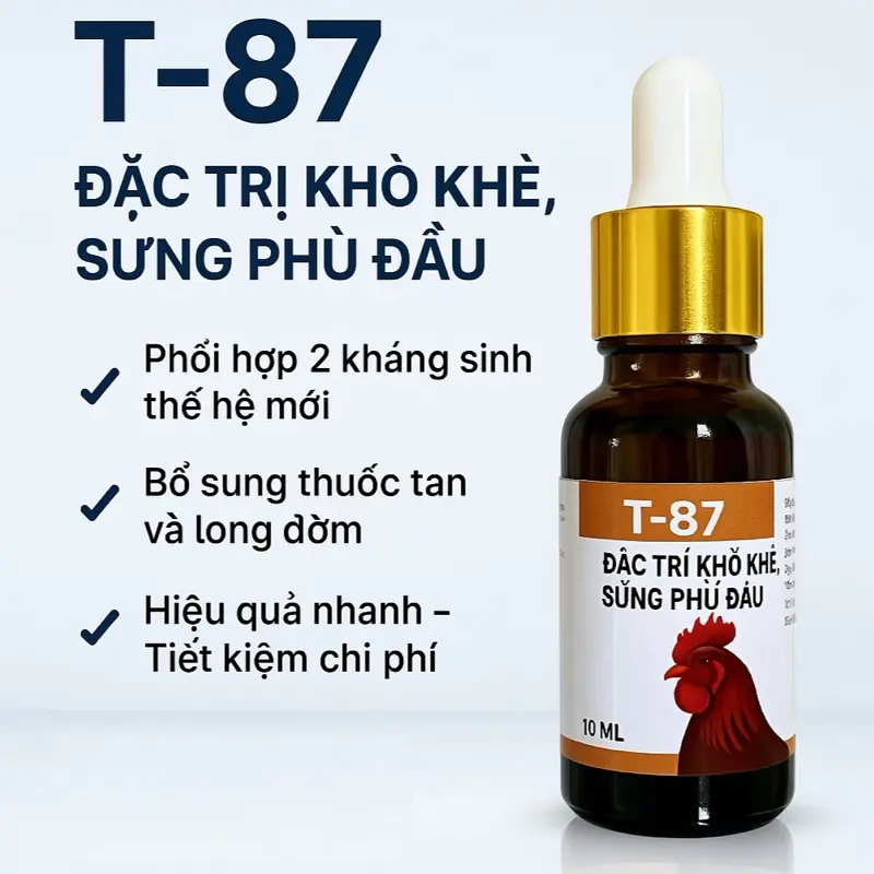 ĐẶC TRỊ HEN KHẸC - KHÒ KHÈ - SƯNG MẶT CHO GÀ ĐÁ, T87