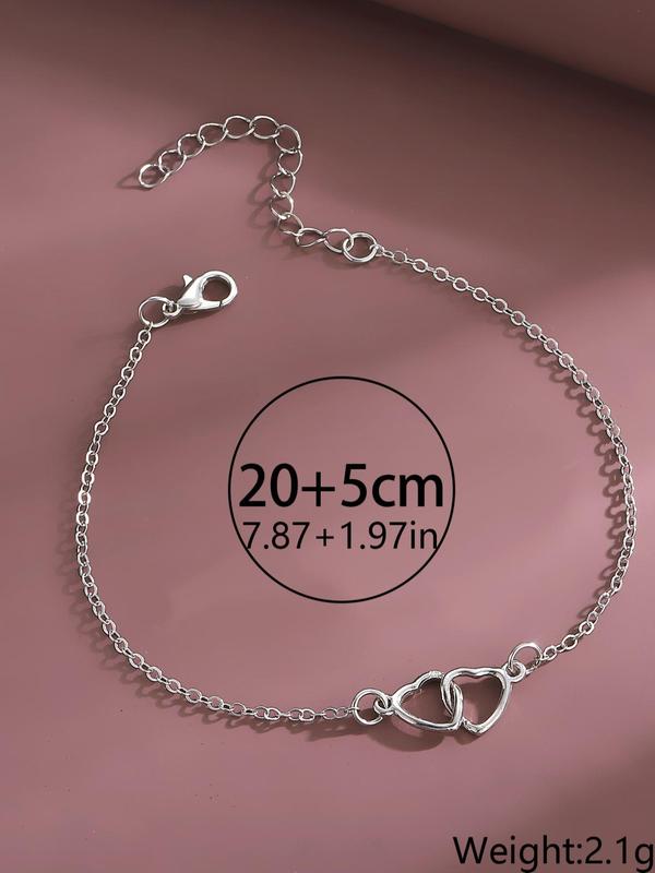 Simple Heart Decor Anklet for Women & Girls, Fashion Jewelry for Party, Daily Clothing Decor, Birthday Gift, Valentine's Day, Gift 1