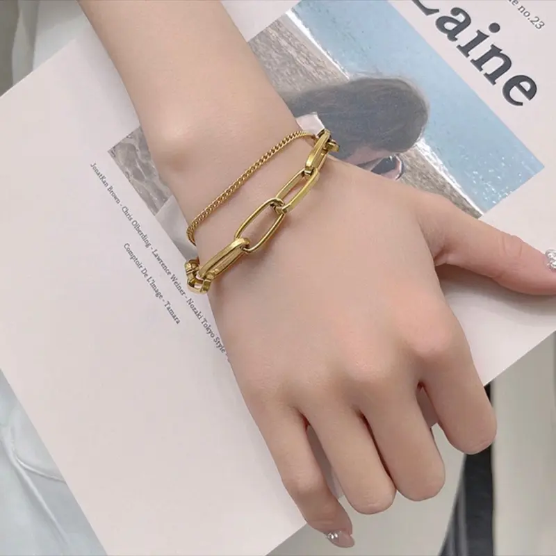 44. Gelang TITANIUM two layer rantai (ANTI KARAT ANTI LUNTUR) - titanium.bywearring 5