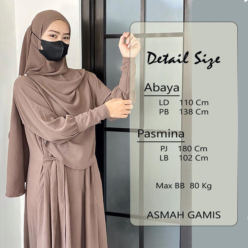 Product Introduction of Jembarmuslim Asmah Set Gamis Syari Remaja Wanita Muslim Aesthetic Modis Exclusive Terbaru Crinkle Airflow Simple Casual Formal Wudhu Friendly Variasi  Warna Hitam Dress Basic Motif Panjang Outer Mewah Outer Mewah Kondangan 0