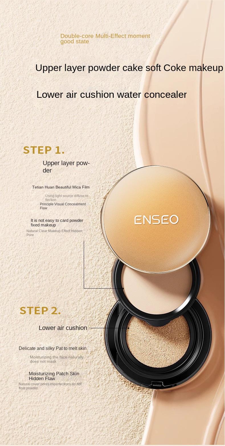 Product Introduction of ENSEO light and soft-focus double-layer air cushion hydrating concealer modification powder air cushion makeup cosmetics  Moisturizer Moisture Hydrate  colour  corrector concealer jung saem mool  cover  layer  medium skintific  liquid abduct  concealer 7