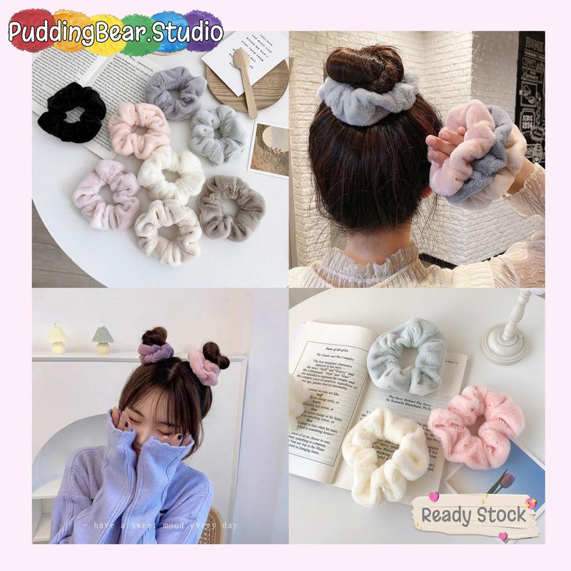 Korean Fluffy Hair Scrunchies Plush Hair Tie Hair Rope Getah Rambut 1