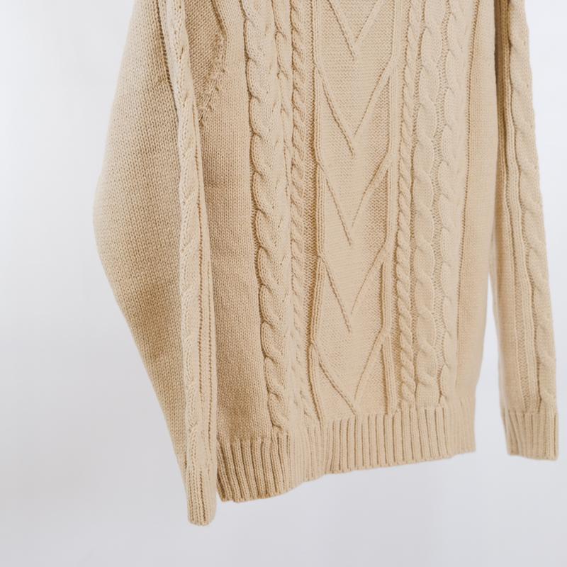 Turtleneck Sweater Dewasa Kerah Tinggi Motif Cable Knit Oversize 2