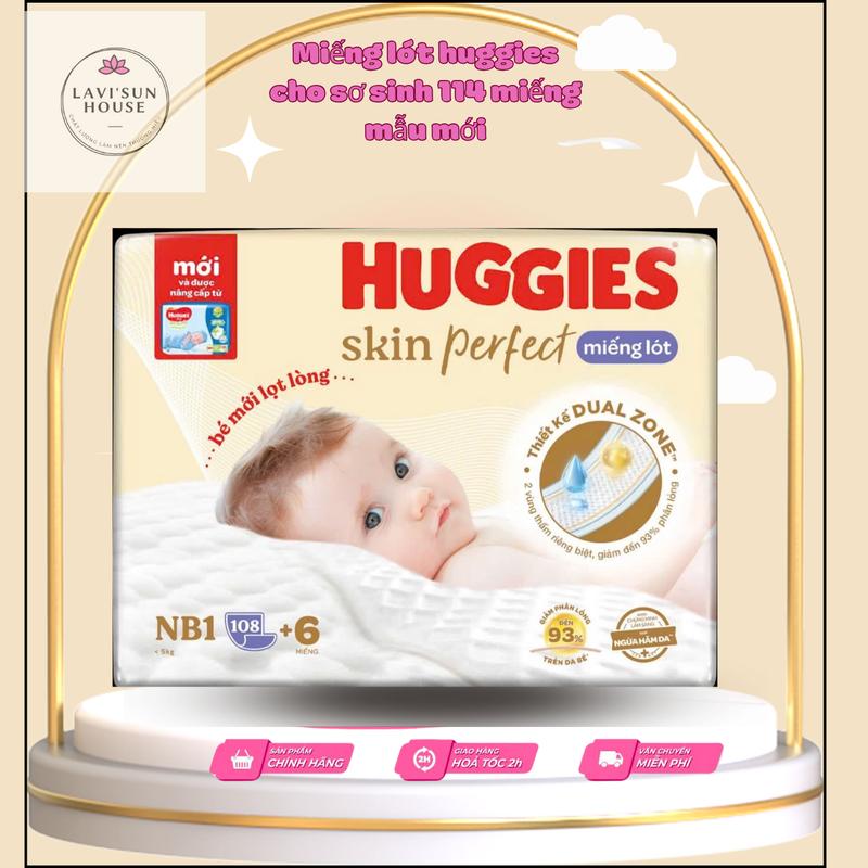 Tặng 9 mếng Miếng lót sơ sinh huggies Skin Perfect newborn 1 108 miếng tặng 9miếng,miếng lót em bé nb1 dưới 5kg Bỉm Cho Bé