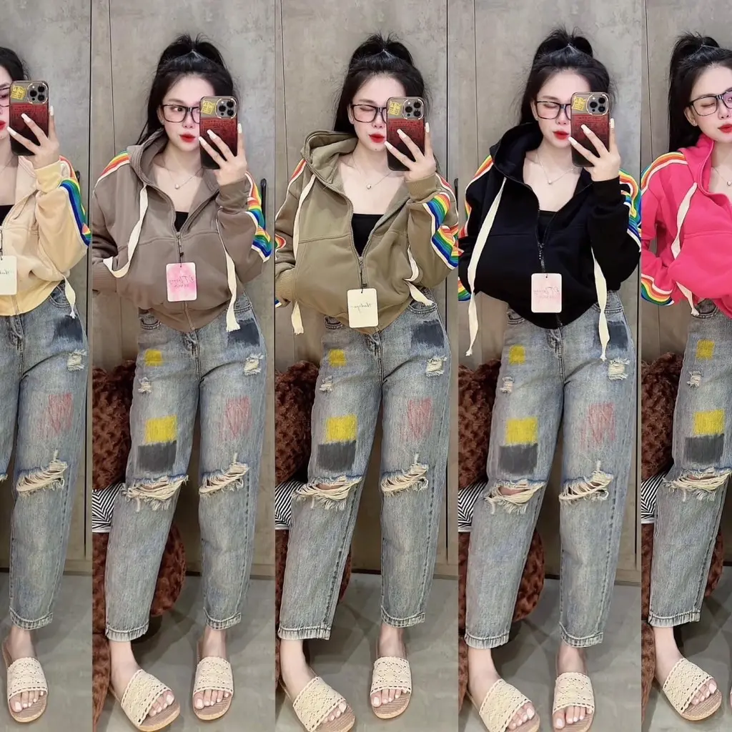 ÁO KHOÁC NỈ LỬNG TAY SỌC HOTTT