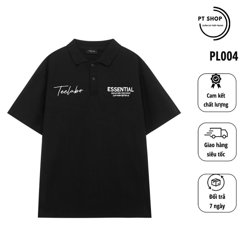 Áo Polo Teelab Essentials Black , Polo Tay Lỡ from rộng nam nữ mặc cực chất