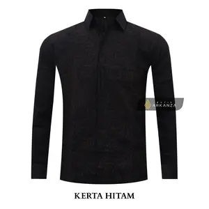 Kemeja Batik ARKANZA Kerta Hitam Lengan Panjang Dan Pendek Lapis Furing Slimfit Katun Premium