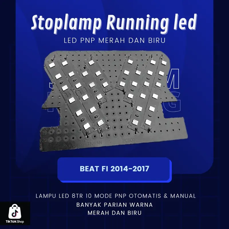 LAMPU STOPLAMP RUNNING BEAT FI 2014-2017 10 Mode manual & otomatis, Running PNP ,cocok di pake di motor , auto ganteng dan terang Dudukan Motorcycle paket lengkap 1