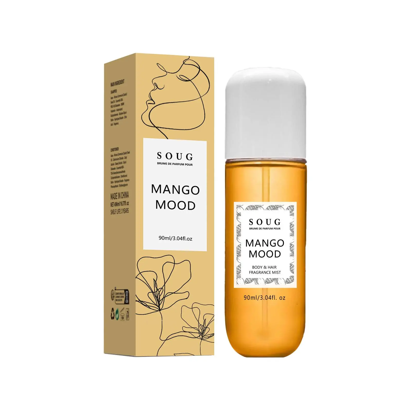 Mango Scented Perfume Spray for Body & Hair, Long Lasting Refreshing Fragrance for Women & Men, Suitable for Daily Wear & Holiday Gifting