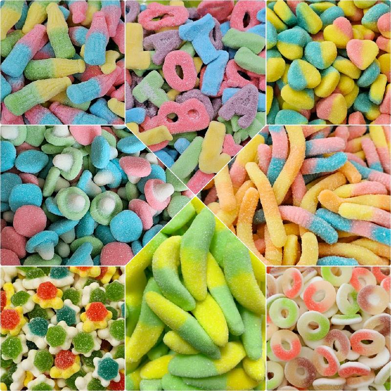 Kẹo Dẻo Phủ Đường Chua Ngọt Hương Trái Cây Mix 8 Vị. Xô 400gram và Hủ 1kg