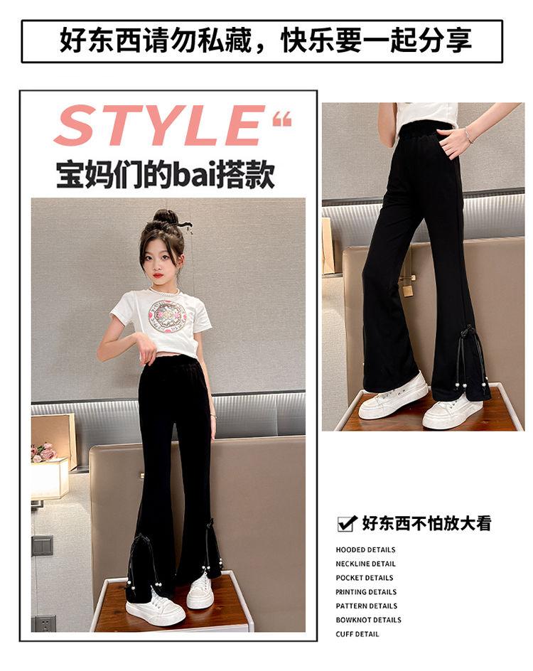 Product Introduction of Quần Dài Ống Loe Phong Cách Phương Tây, Cho Bé Gái, Hàng Mới Về Mùa Hè 2024, Quần Legging Trẻ Em Dễ Phối Đồ Thích Hợp Cho Trẻ Em Trung Bình Và Lớn, Ôm Sát Và Mỏng, Quần Dài 3