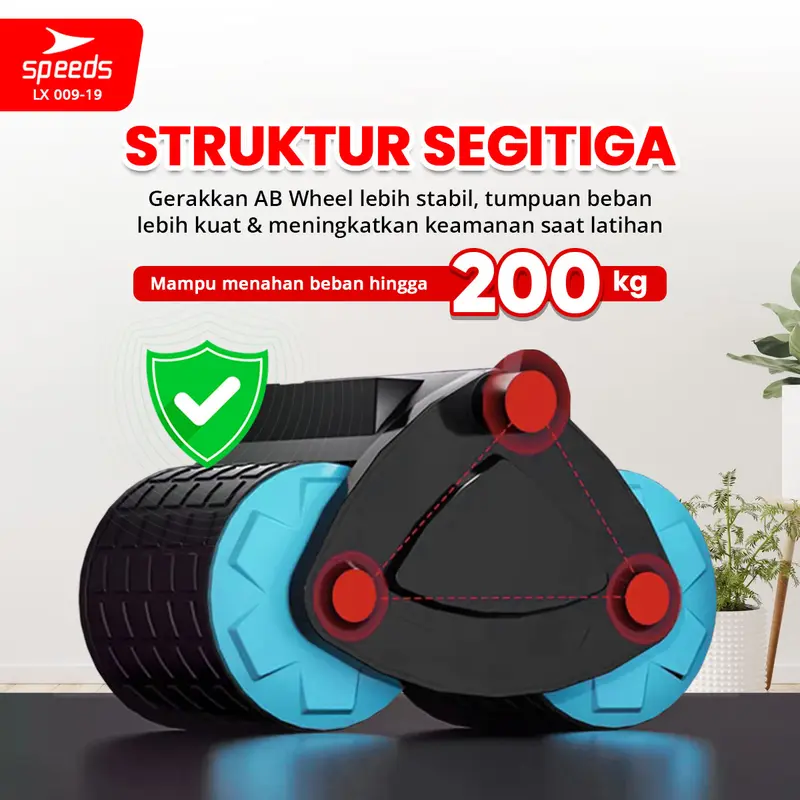 Speeds Ab Wheel Roller 2 Wheels Plank Trainer Roller Anti Slip 009-19 Hitam 2