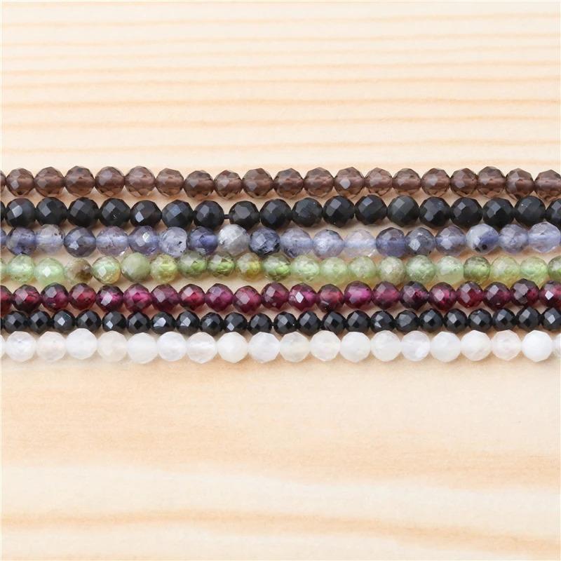 Product Introduction of Natural Stone Garnet Rudy Citrine Malachite Opal Tourmaline  Round Faceted Beads Size 2 3 4MM For Jewelry Making Diy Bracelet 11