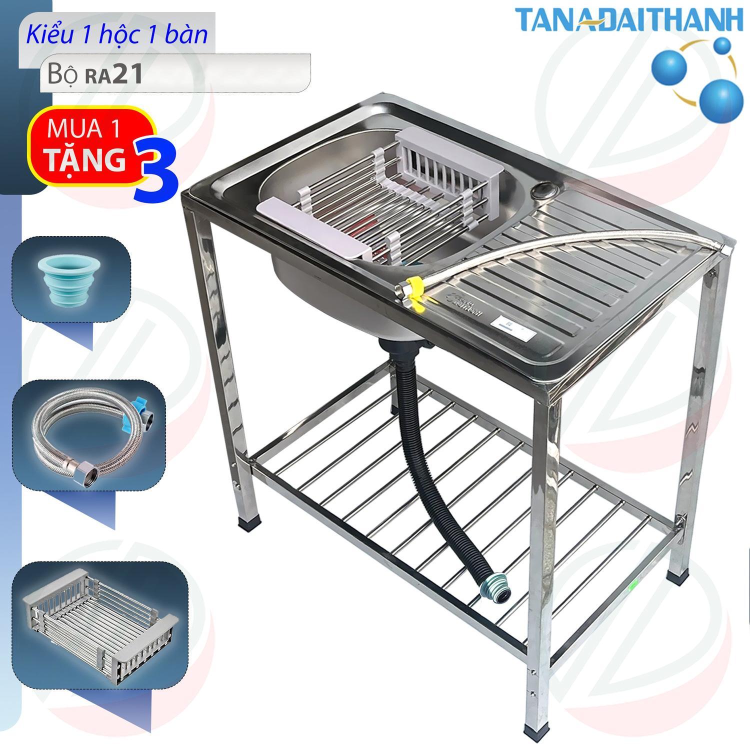 Bộ Chậu rửa bát 1 Hộc 1 Bàn Tân Á Đại Thành Có Chân Kèm Vòi Nước Lạnh - Hàng Chính Hãng Tặng rổ rút, dây cấp inox, đầu nối ống xả chống hôi