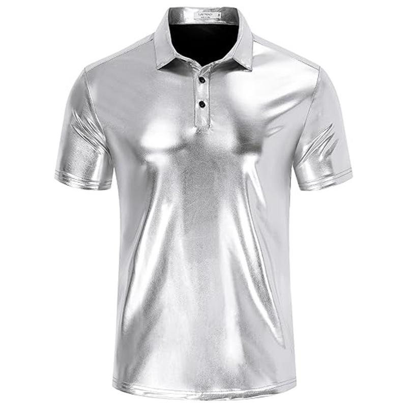 Trang Phục Disco, Phong Cách 70s, Áo Sơ Mi Đồng, ngắn Tay, Cài Cúc, Áo Phông, Áo Có Ve Áo, Dành Cho Nam 6