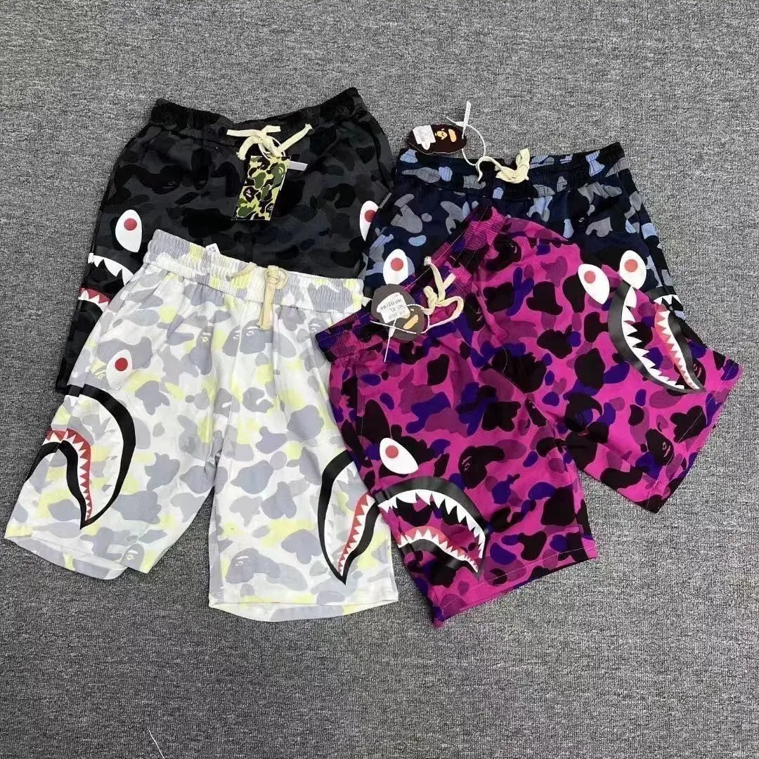 Japanese Fashion Brand Shark Print Casual Shorts Men and Women Couple Loose Exercise Camouflage Fifth Pants Summer Student