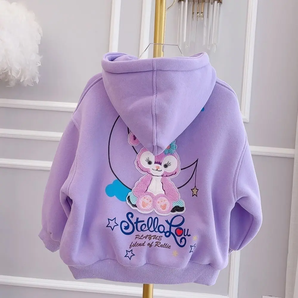 Áo Khoác Bé Gái, Mùa Xuân 2024 Hàng Mới Về, Lót Lông Cừu, Dày Dặn, Có Khóa Kéo, Kiểu Hoodie, Thích Hợp Cho Bé Gái, Áo Thường Ngày Thời Trang