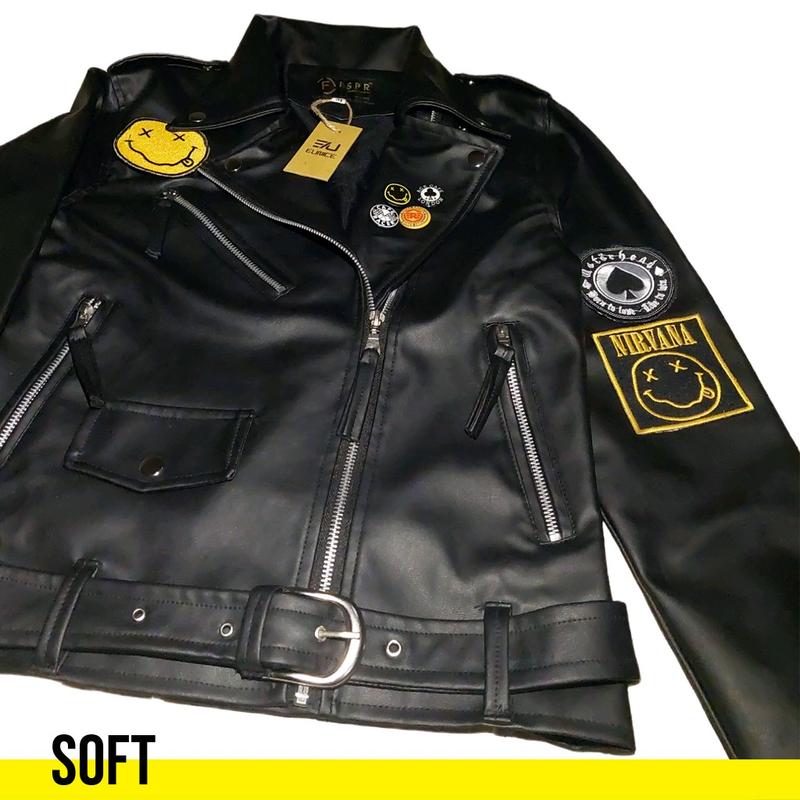 Nirvana Jaket Kulit Ramones Pria Motor Street Style - Hitam 3