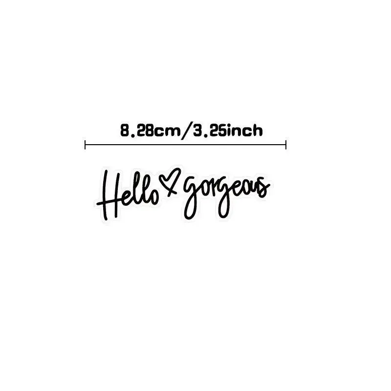 Hello Gorgeous Letters Pattern Car Rearview Mirror Sticker, Car Rearview Mirror Decal, Car Interior Decoration Accessories for Women & Girls 1