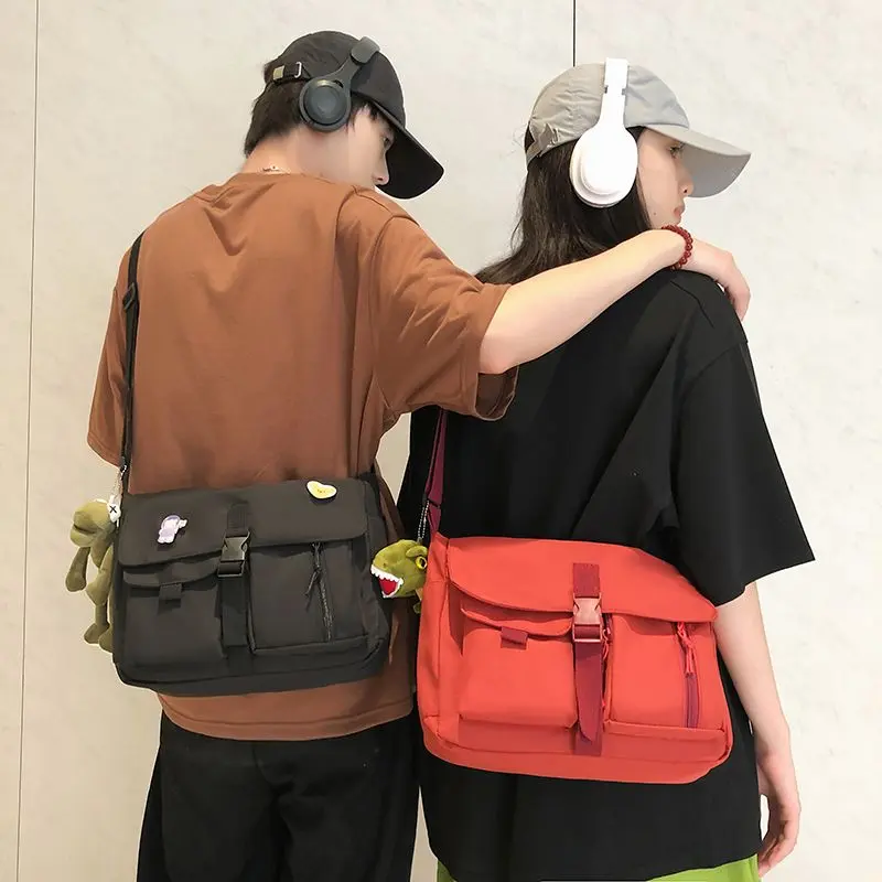 Crossbody bag men's ins trendy brand new large-capacity casual men's bag canvas messenger bag men's shoulder bag