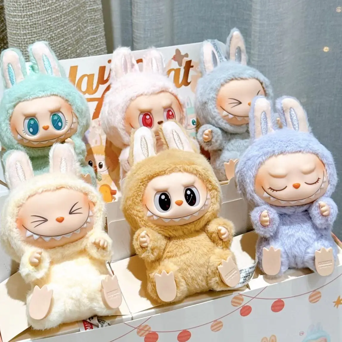 High Quality Version in Stock] Labubu Doll Macaron 2 Generation Sitting Party Vinyl Face Plush Doll Toy