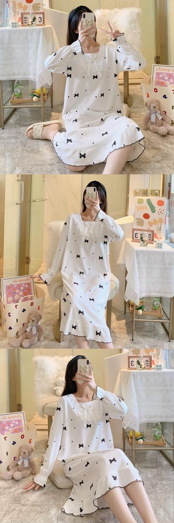 Product Introduction of Váy Ngủ Cho Nữ, Phong Cách Công Chúa Ren Mùa Thu, Dài Tay, Dễ Thương, Cỡ Lớn, Thích Hợp Cho Mùa Mùa Xuân Và Mùa Thu, Phong Cách Instagram, Thích Hợp Cho Học Sinh, Thiết Kế Hoạt Hình, Thích Hợp Cho Trang Phục Nhà Cửa Women Đầm Ngủ Dress Khuy 5