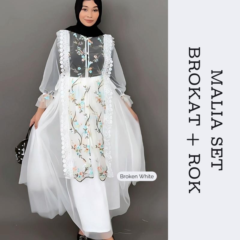 CLOTIVA Maliaa Set Brokat ( Baju + Rok ) Dress Gaun Casual Formal Lebaran Baju Hari Raya Kondangan Premium Quality 6
