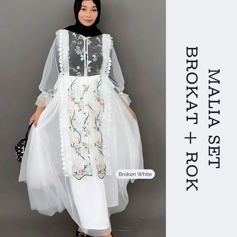 CLOTIVA Maliaa Set Brokat ( Baju + Rok ) Dress Gaun Casual Formal Lebaran Baju Hari Raya Kondangan Premium Quality 6